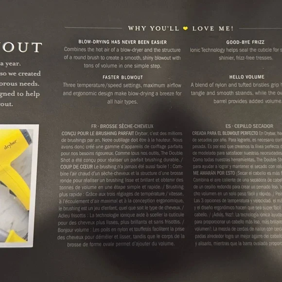 NWB Drybar Yellow and Black Hair Styling Tool 💛 - Picture 6 of 13
